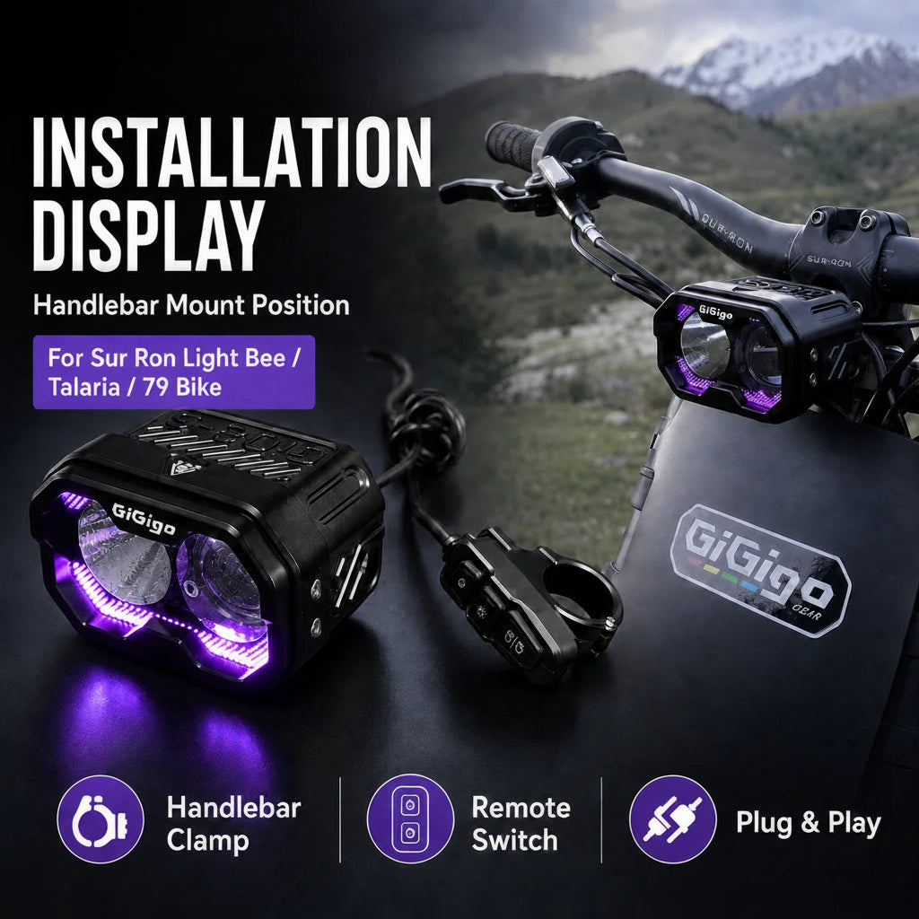 GIGIGO GI02-S LED Headlight (3-Color DRL, Hi/Low Beam) — Surron Light Bee, Talaria, 79Bike