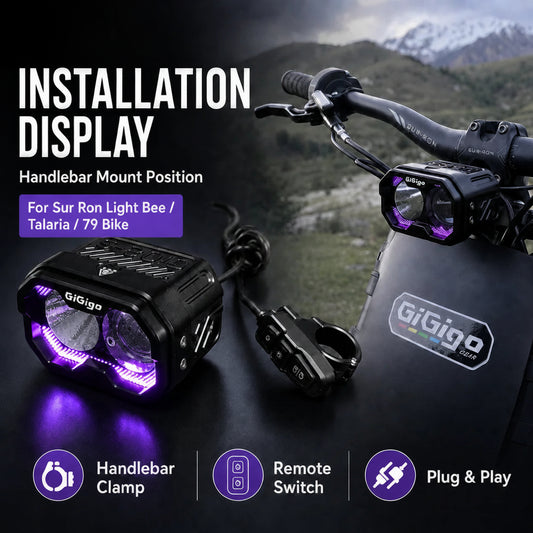 GIGIGO GI02-S LED Headlight (3-Color DRL, Hi/Low Beam) — Surron Light Bee, Talaria, 79Bike