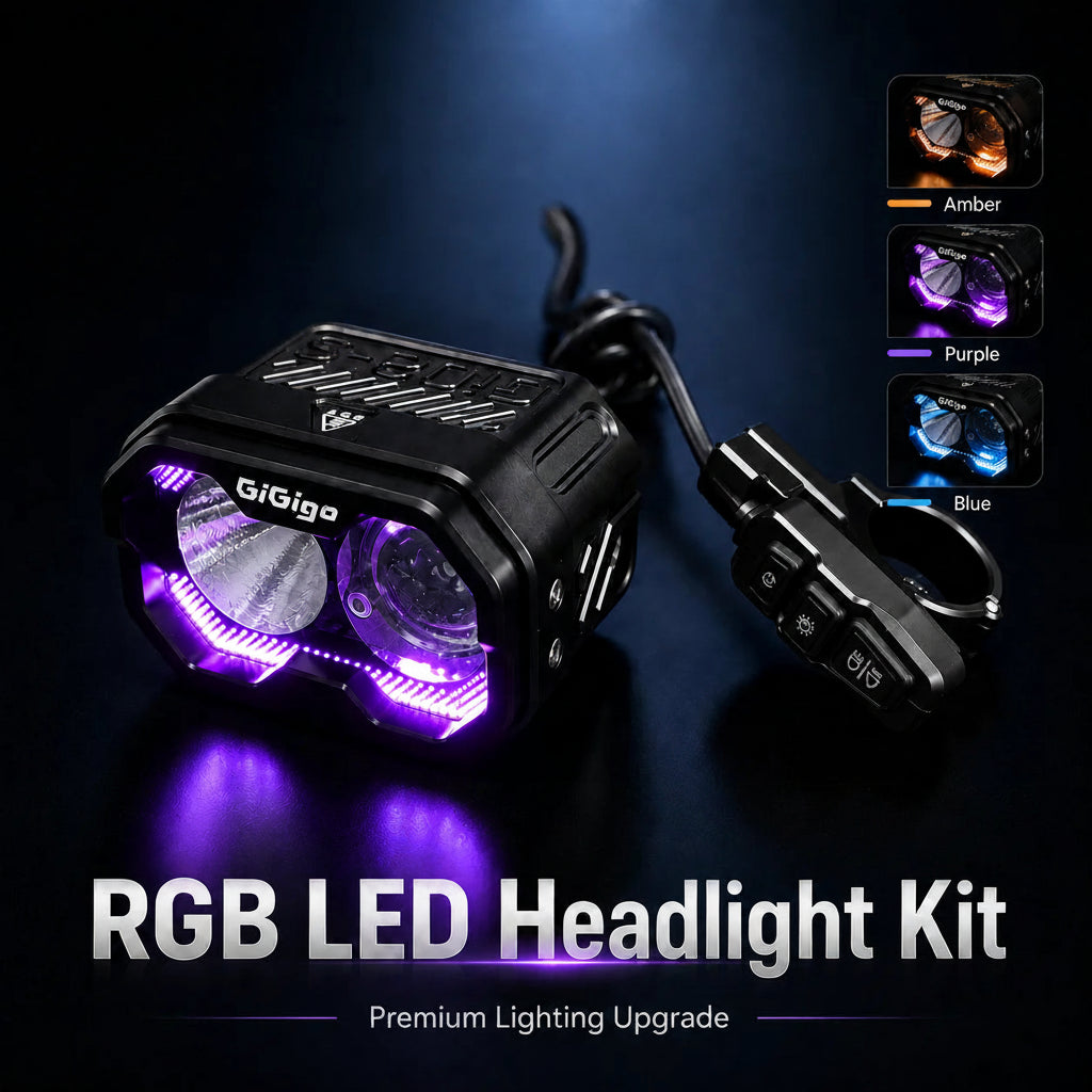 GIGIGO GI02-S LED Headlight (3-Color DRL, Hi/Low Beam) — Surron Light Bee, Talaria, 79Bike