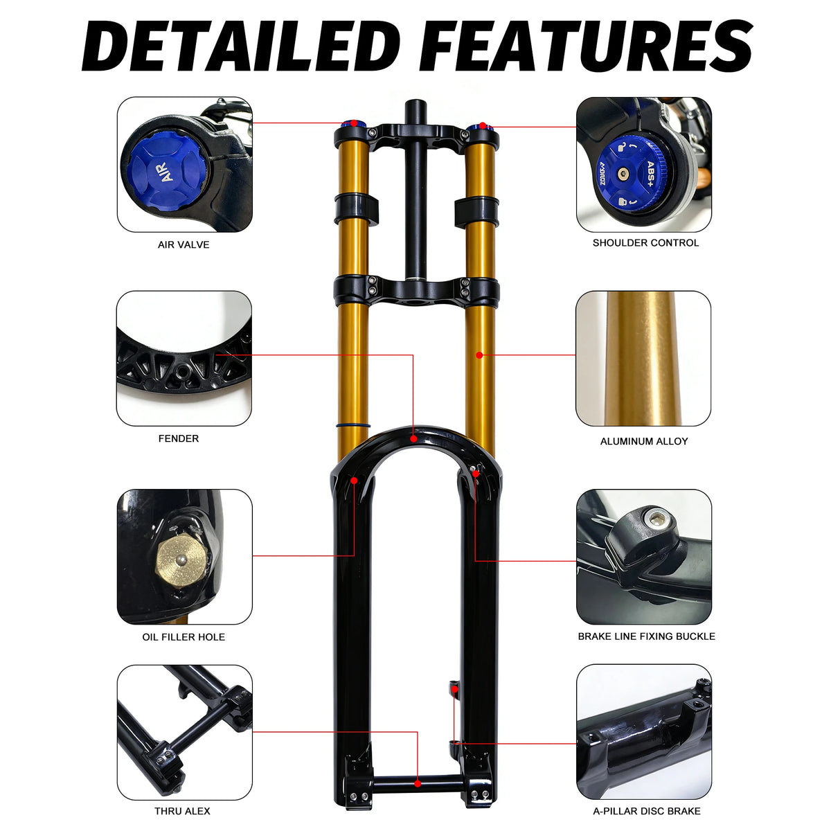 Dual Crown Air Suspension Fork (180mm) — Surron Light Bee X/Talaria Sting