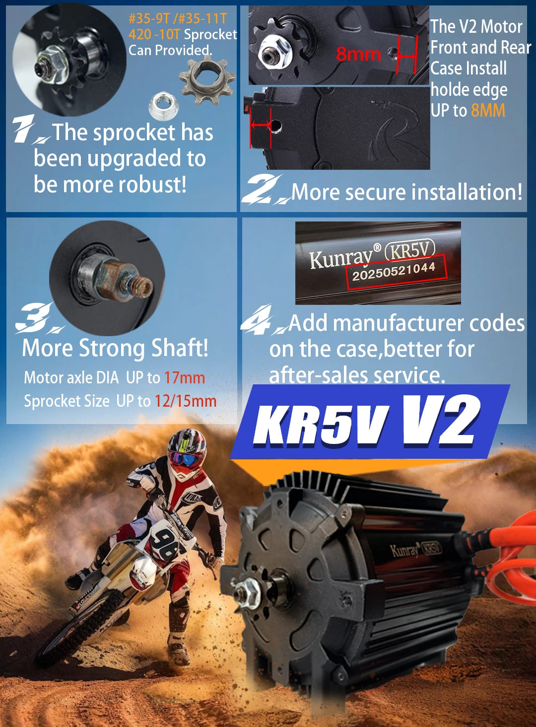 Kunray KR5V V2 72V 5000W Brushless Motor
